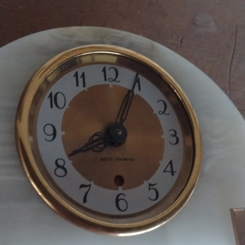Elegant White and Gold Table Clock